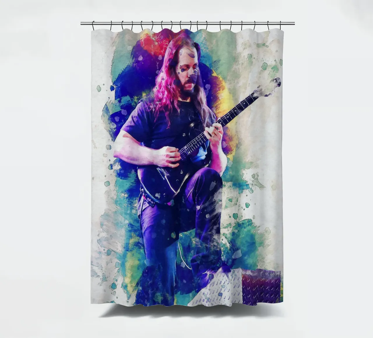 Smudge John Petrucci shower curtain by Gunawan Rb
