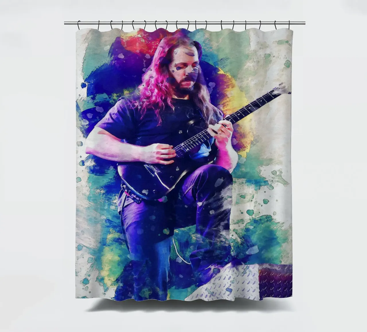 Smudge John Petrucci shower curtain by Gunawan Rb
