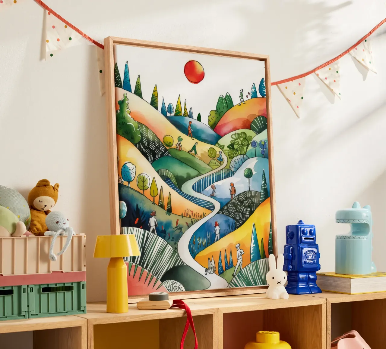 Hills of Harmony canvas with Floater frame by Artie Shifa