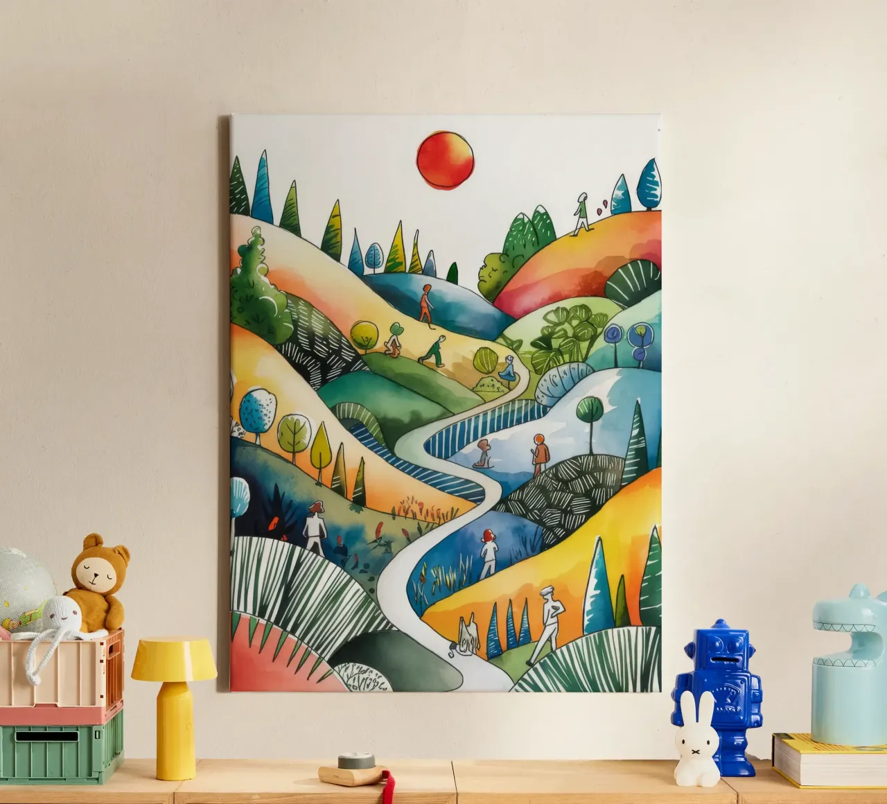 Hills of Harmony canvas with Floater frame by Artie Shifa