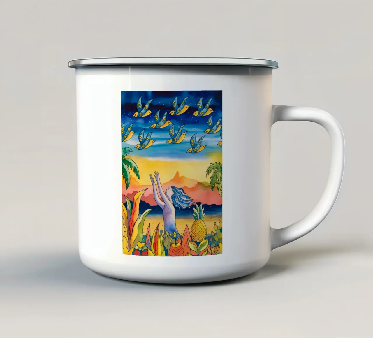 Volo da sogno tazza in smalto da Artie Shifa