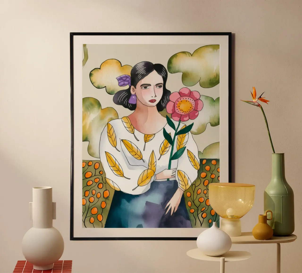 L'abbraccio della natura poster con telaio in legno da Artie Shifa