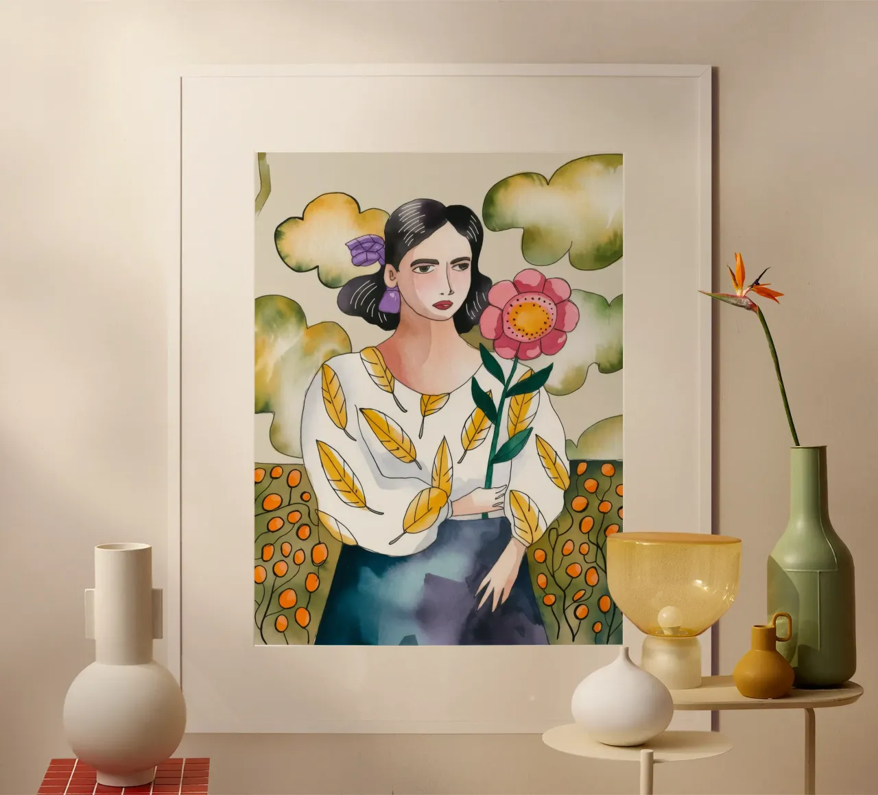 L'abbraccio della natura poster con telaio in legno da Artie Shifa