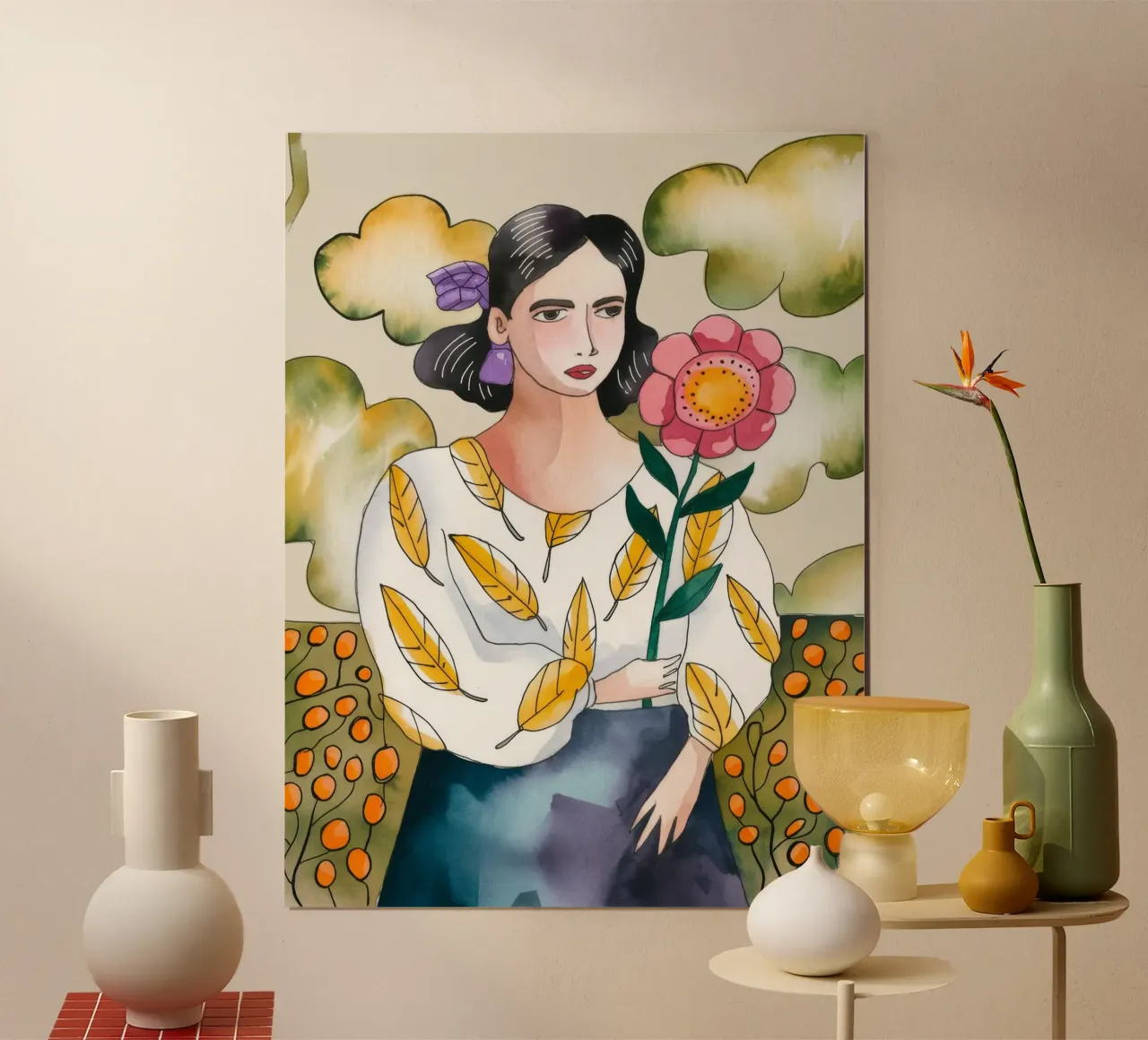L'abbraccio della natura poster con telaio in legno da Artie Shifa