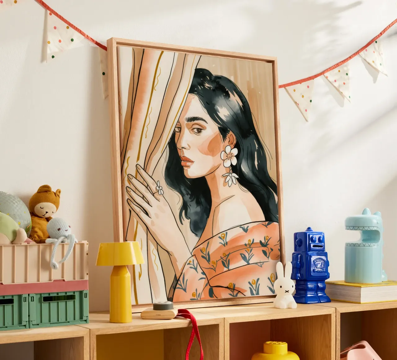 Bloemen Kalmte canvas met Baklijst van Artie Shifa