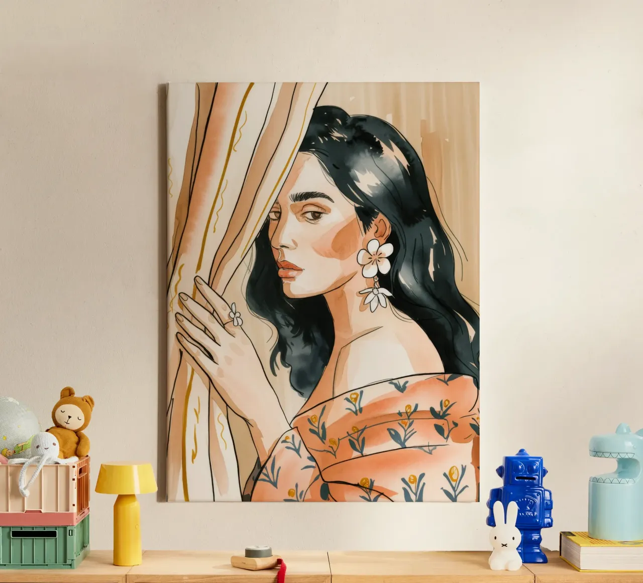 Bloemen Kalmte canvas met Baklijst van Artie Shifa