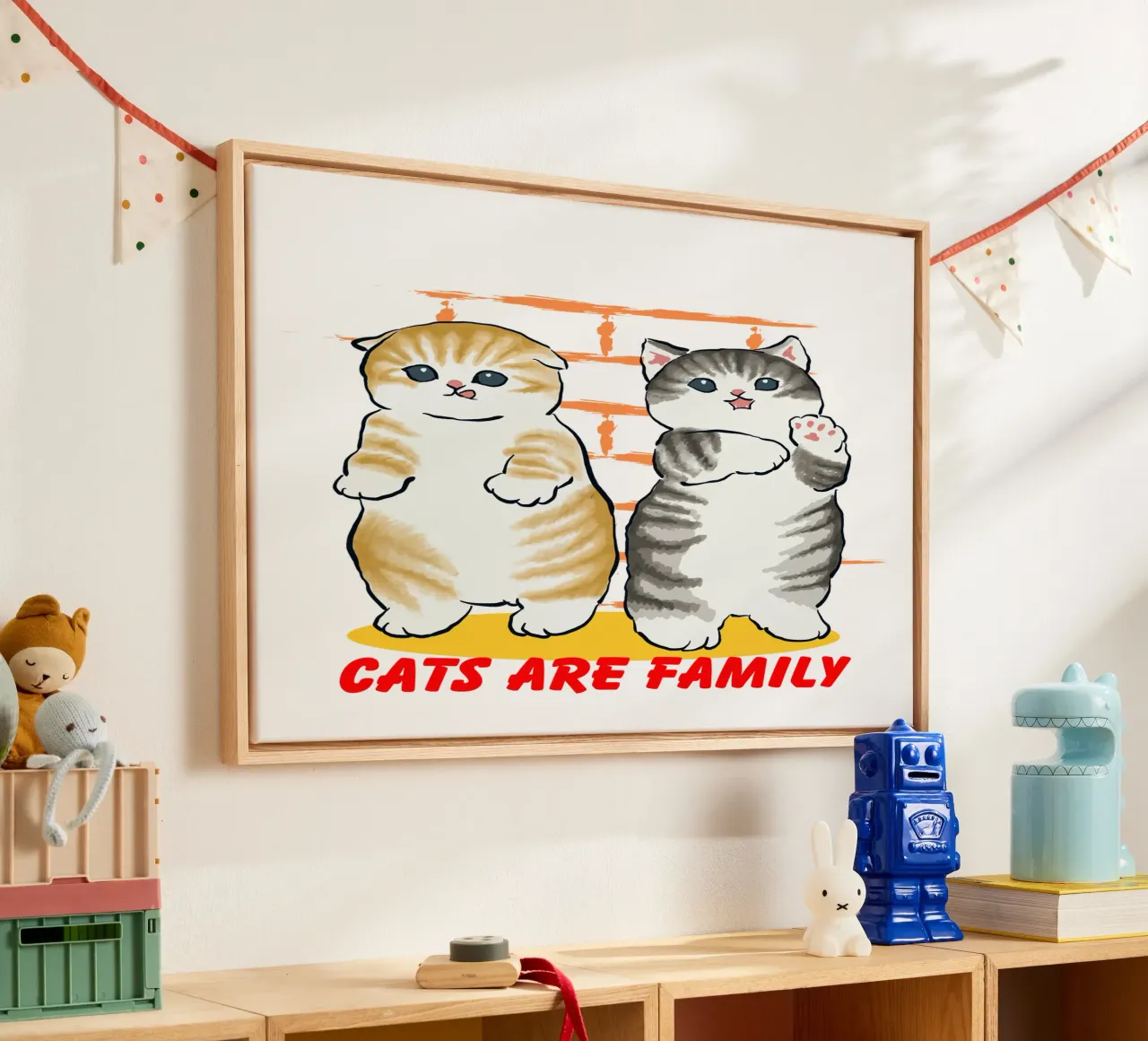 I gatti sono una famiglia tela con Cornice a cassetta da yukihana