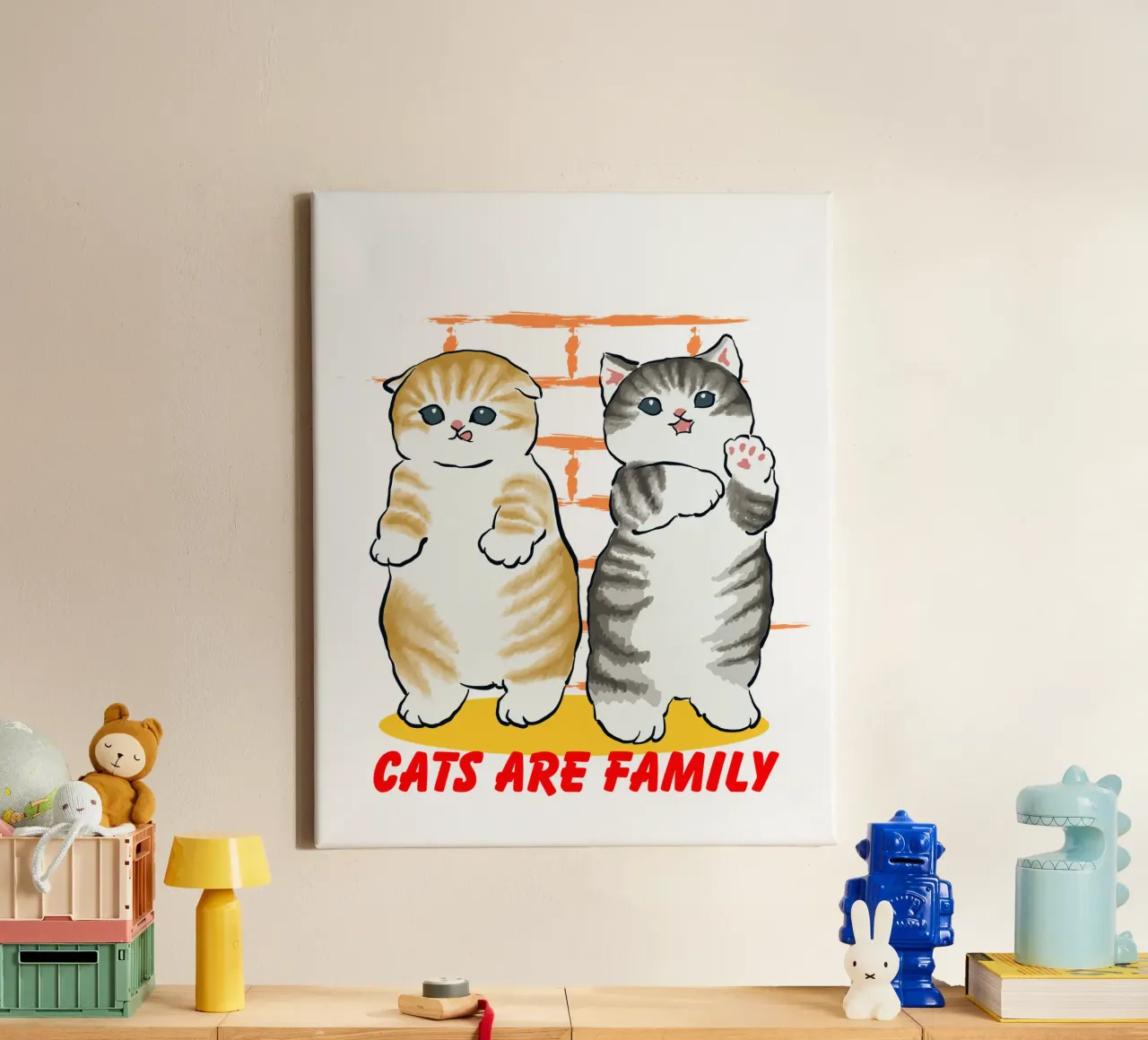 I gatti sono una famiglia tela con Cornice a cassetta da yukihana