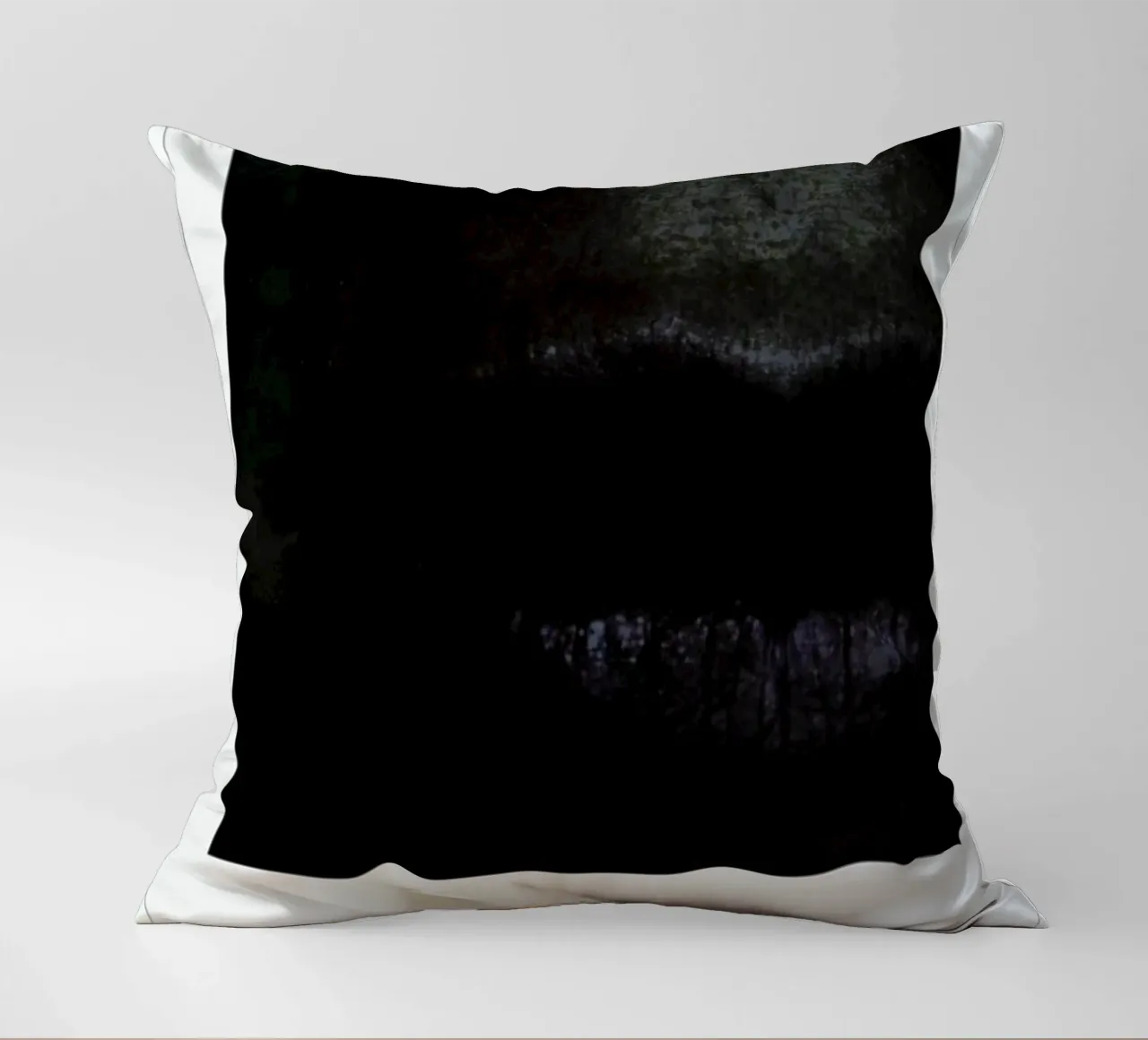 Lips dark decorative cushion by Lou Garoup
