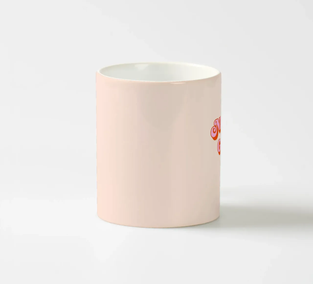 Never give up (Peach tone) ceramic mug by Paigaam Studio