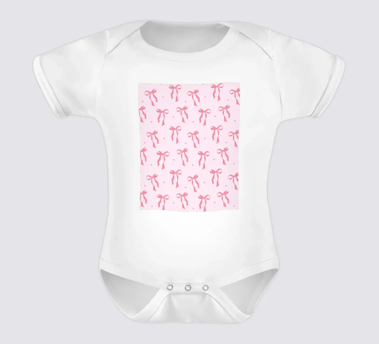 Coquette Bow Pattern, Pink Wall Art, Pink Bow Pattern body neonato maniche corte da Coquette Club