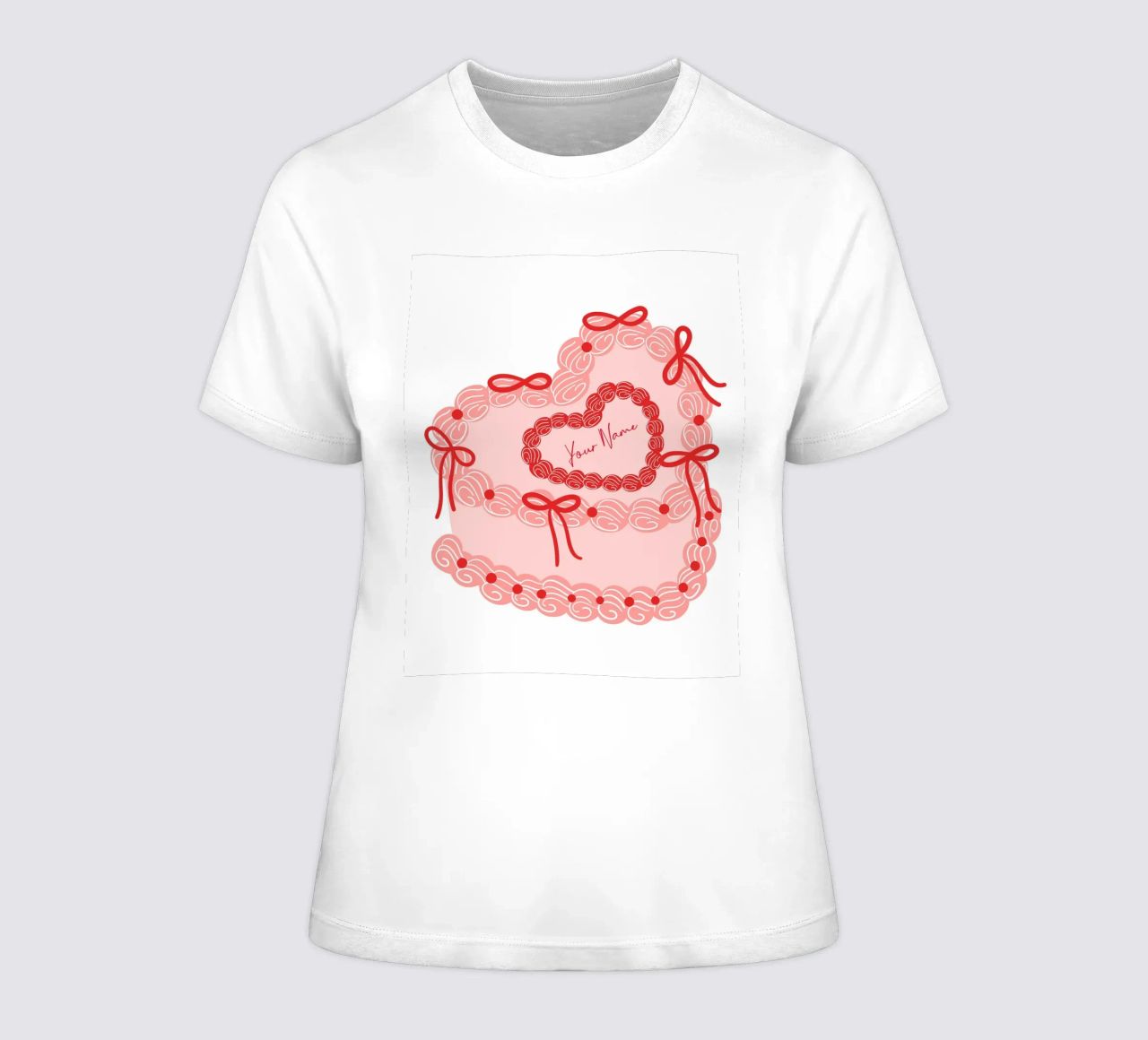 Boog verjaardagstaart, aanpasbare print, gepersonaliseerde sticker dames t-shirt getailleerd van Coquette Club