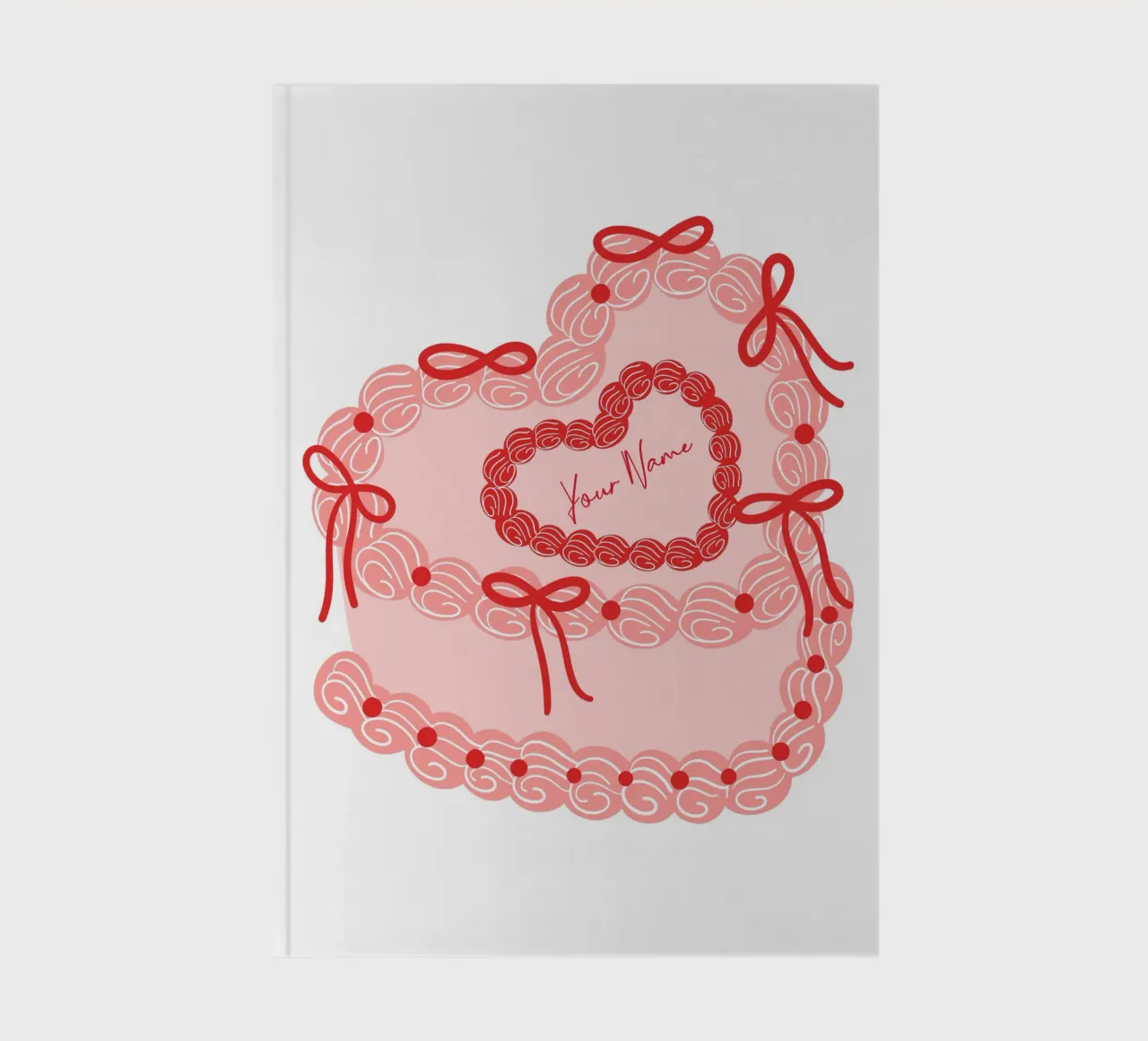 Bow Birthday Cake, Customizable Print, Personalized Sticker notebook by Coquette Club
