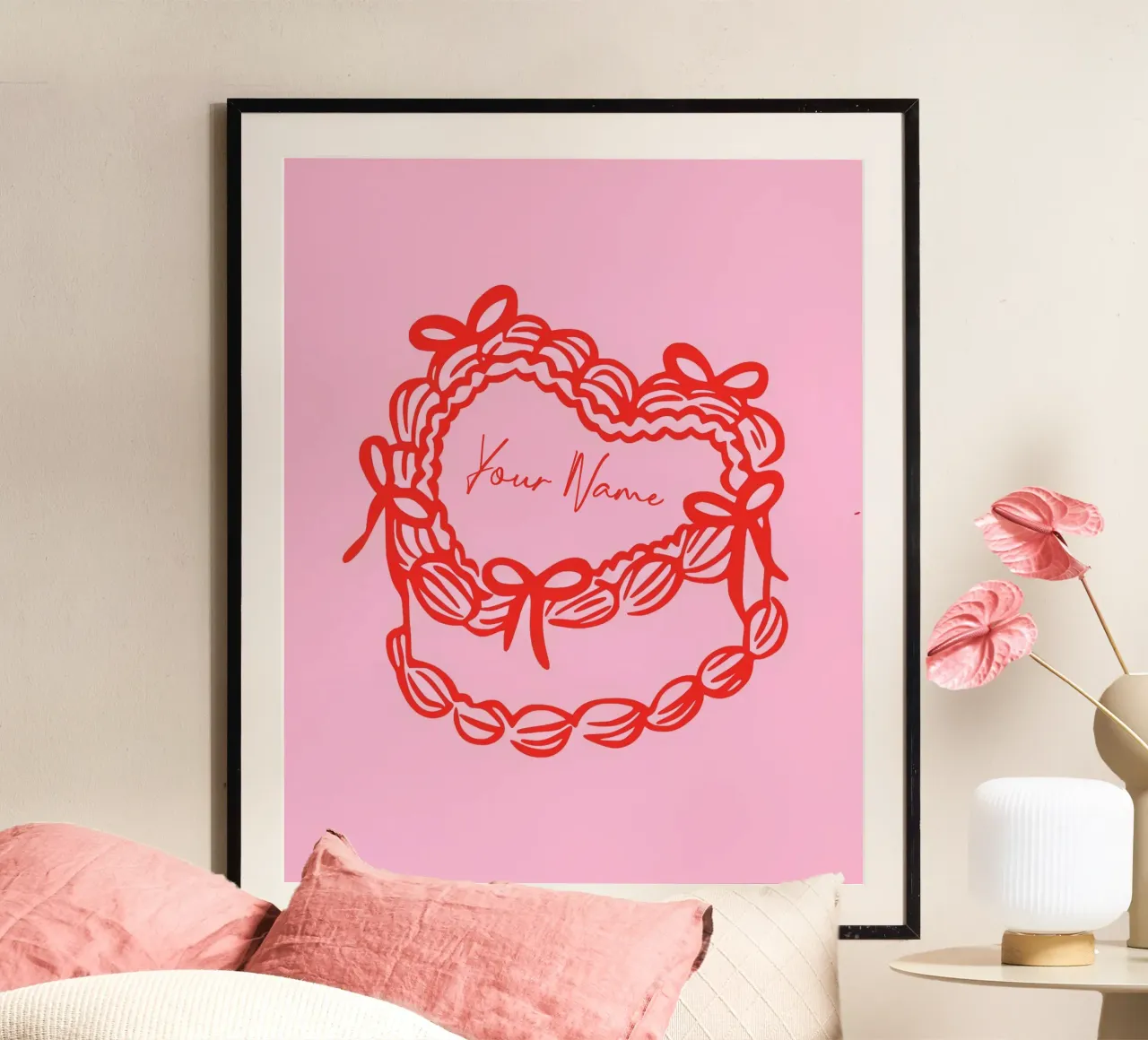 Stampa torta di compleanno personalizzata, regalo personalizzato, arte personalizzata poster con telaio in alluminio da Coquette Club