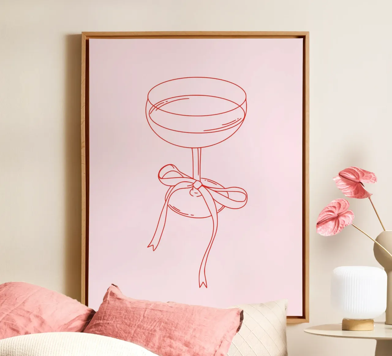 Cocktail Dessin au trait, impression de nœud, Coquette Impression de nœud mignon toile avec Caisse américaine de Coquette Club