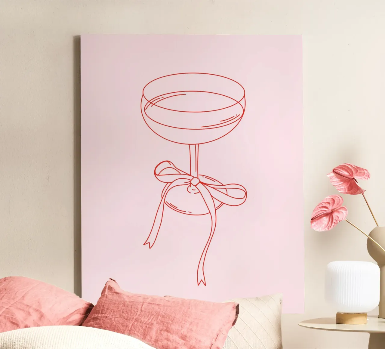 Cocktail Dessin au trait, impression de nœud, Coquette Impression de nœud mignon toile avec Caisse américaine de Coquette Club