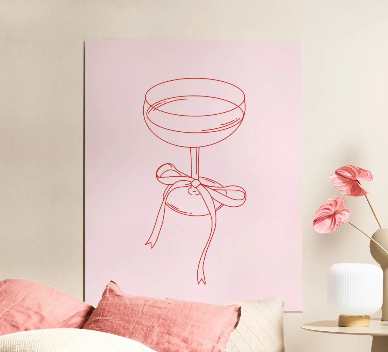 Cocktail Dessin au trait, impression de nœud, Coquette Impression de nœud mignon poster de Coquette Club