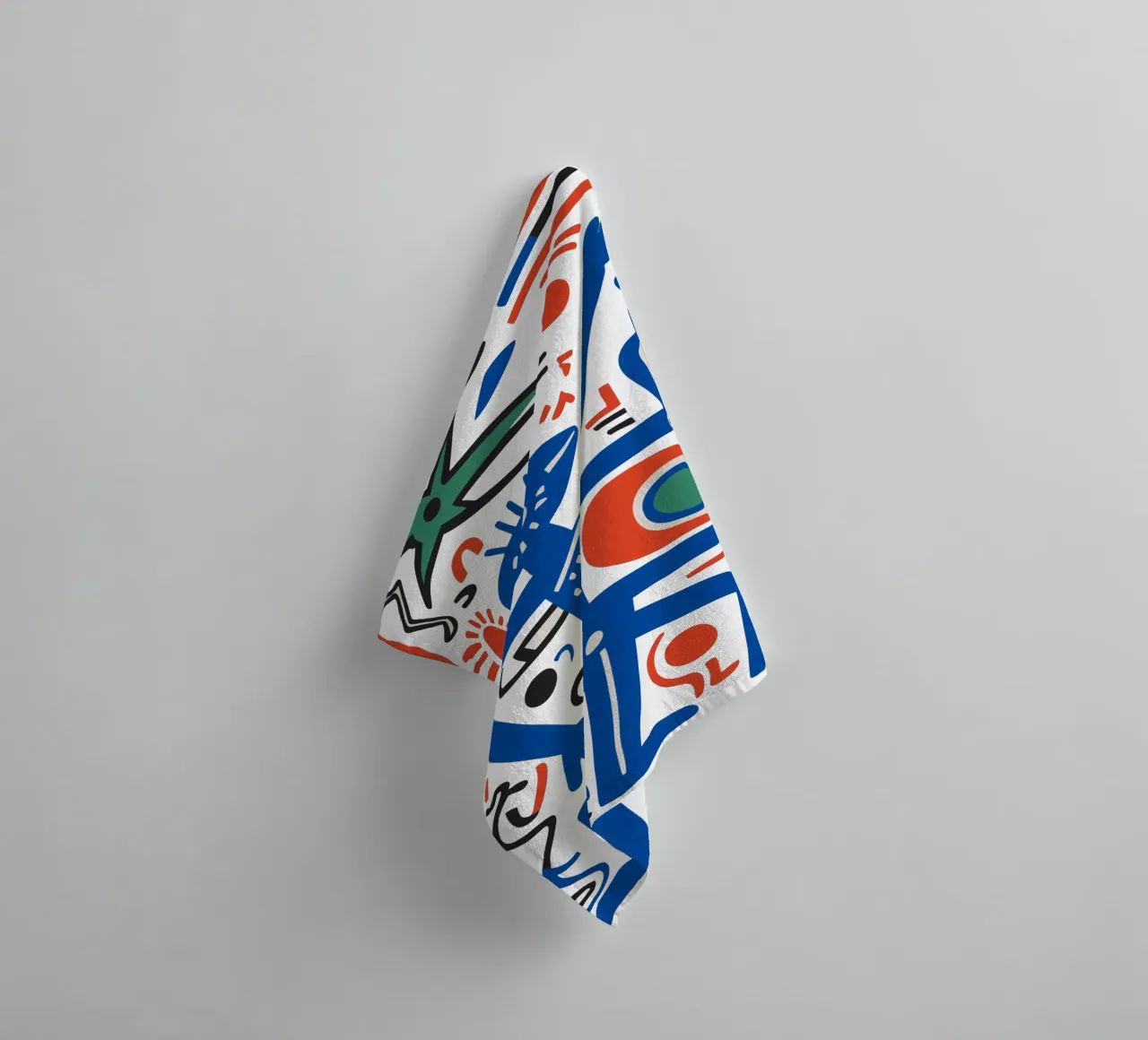 Blue Fishes and Men Aztec Tribal Graffiti Handtuch von Signorino