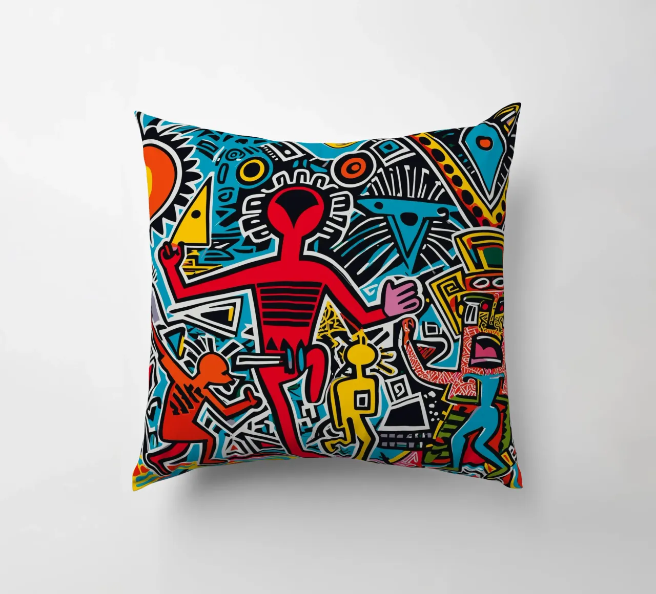 Dancing in the Sun Tribal Graffiti Street Art decorative cushion by Signorino