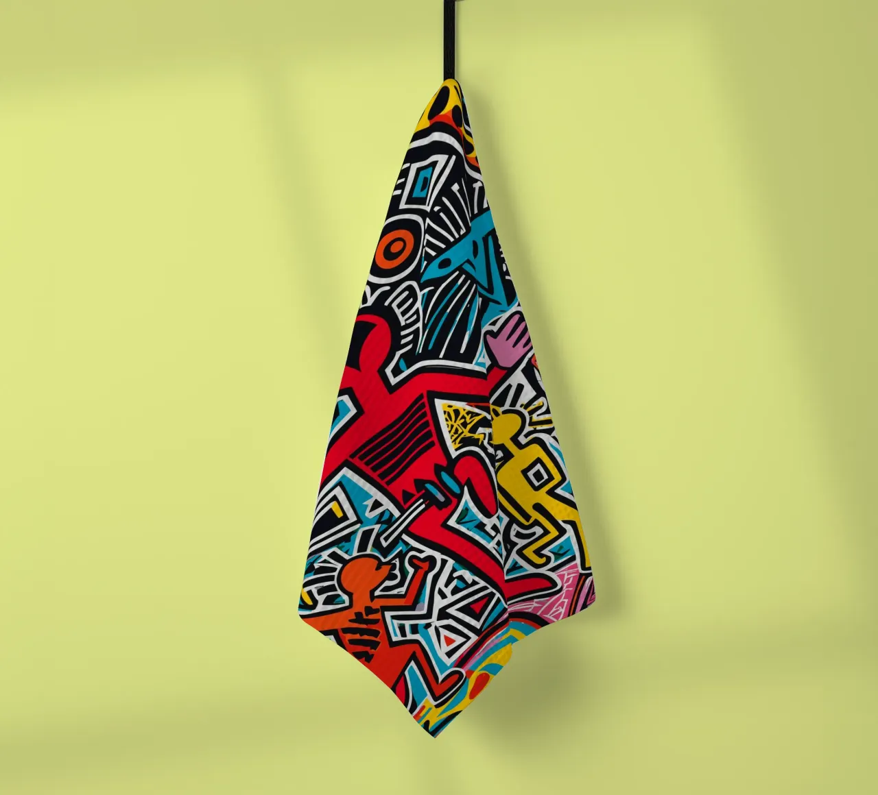 Dancing in the Sun Tribal Graffiti Street Art tea towel by Signorino