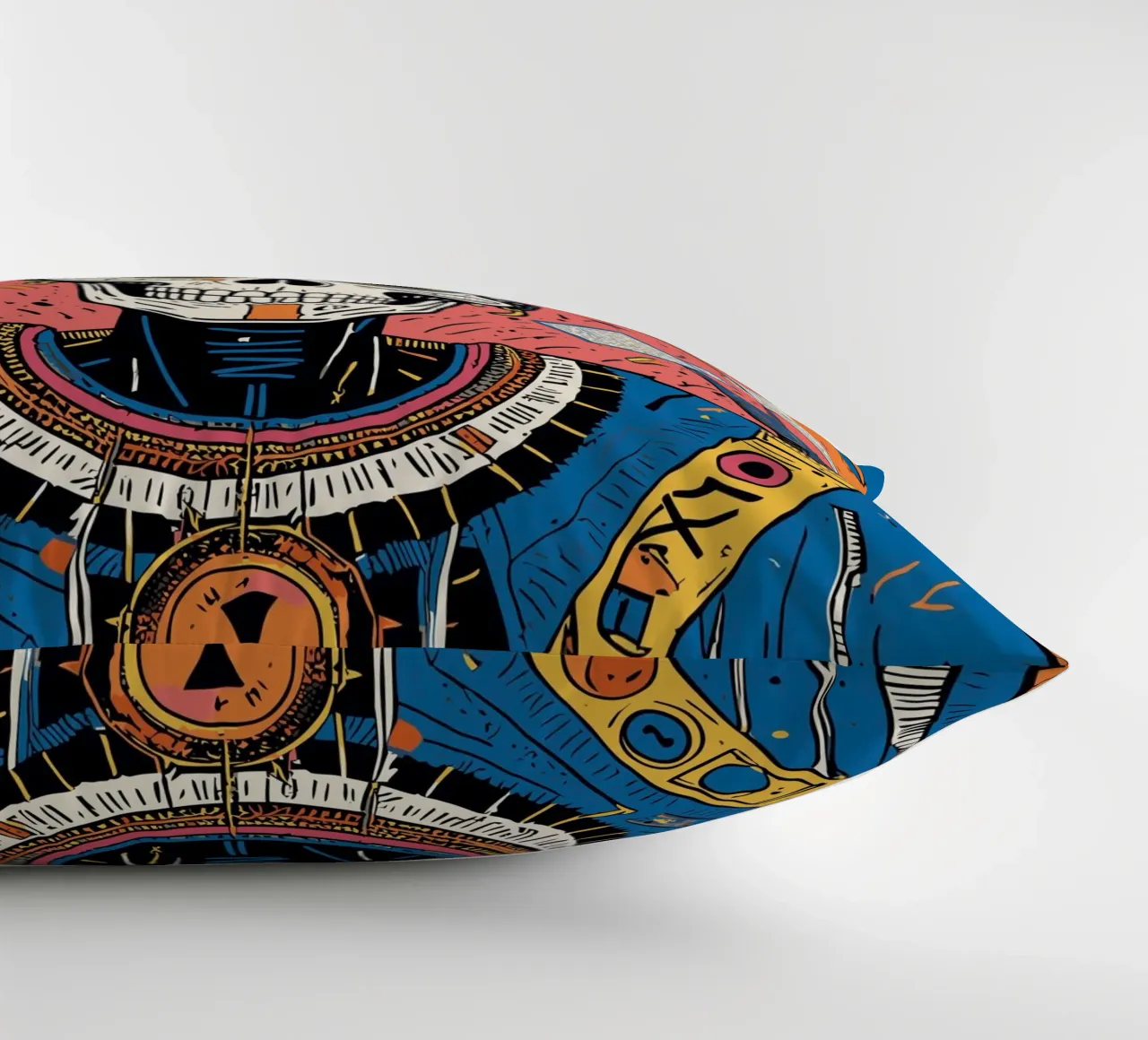 Tribal Skull Art Memento Mori decorative cushion by Signorino