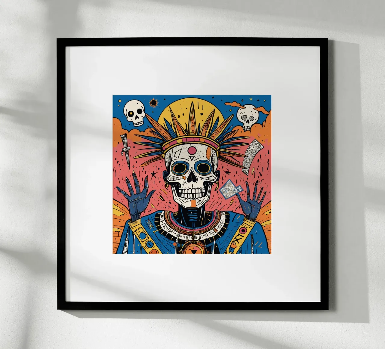 Tribal Skull Art Memento Mori poster with wooden frame by Signorino