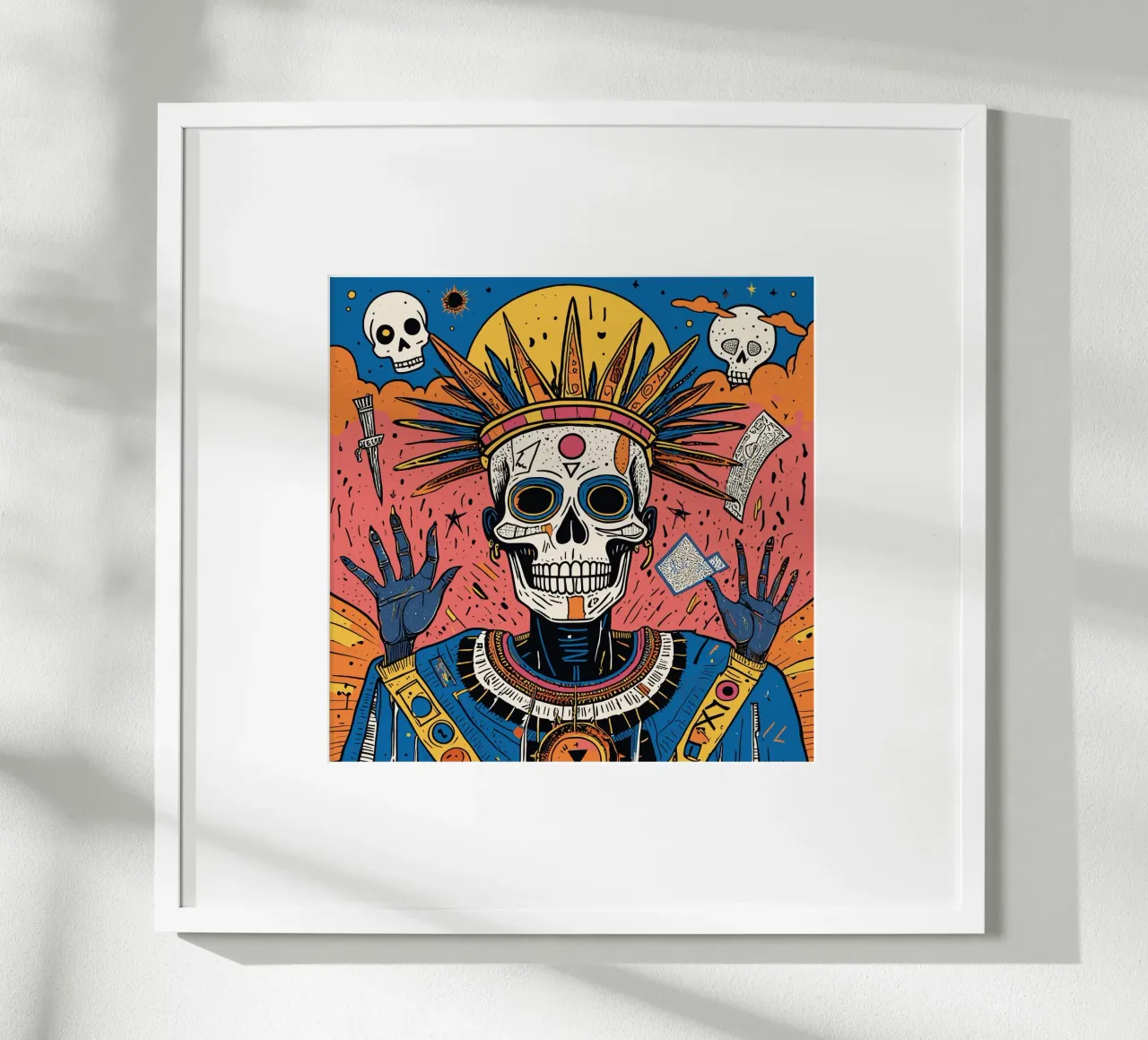 Tribal Skull Art Memento Mori poster with wooden frame by Signorino