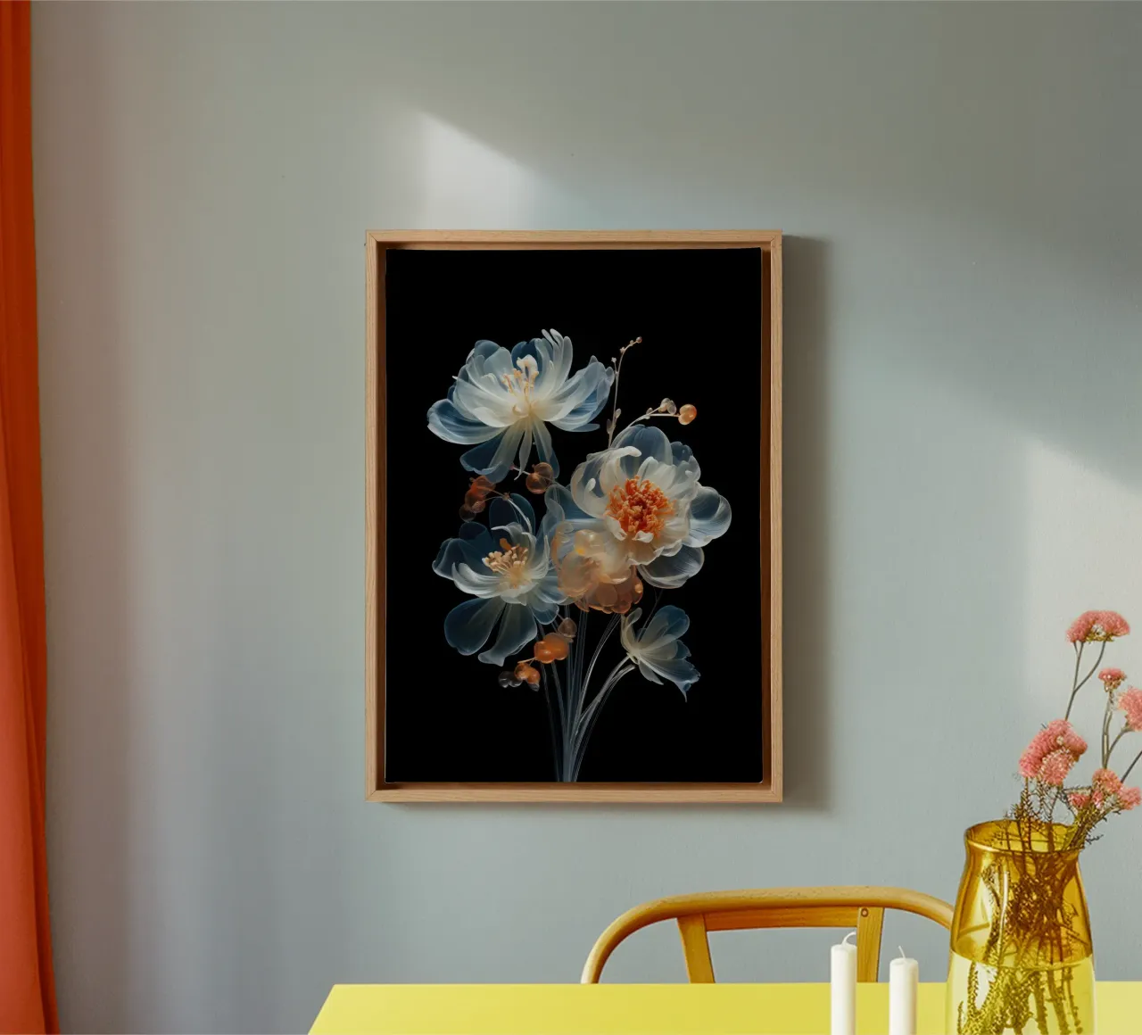 Bloem structuur canvas met Baklijst van PosterPrint
