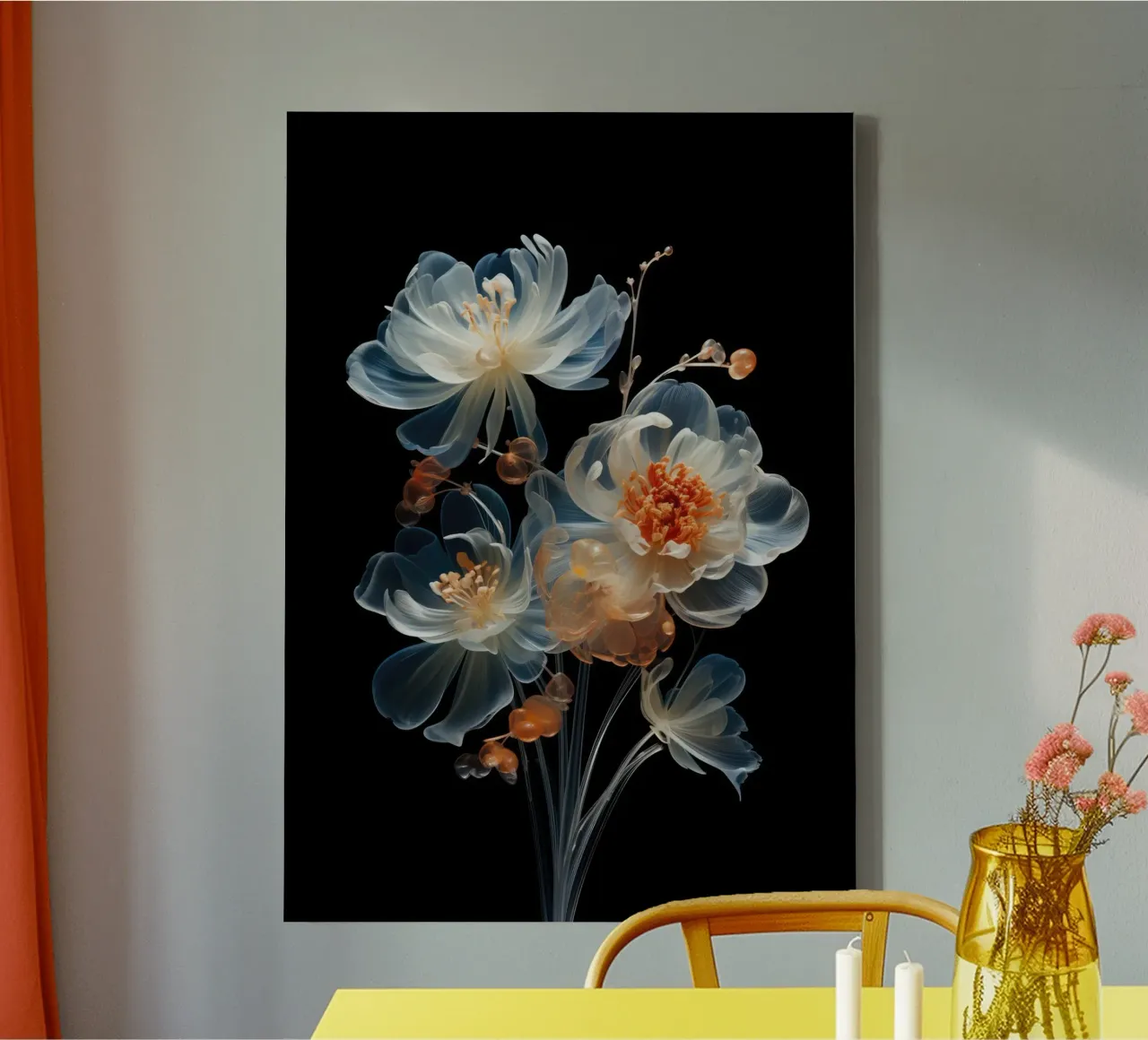 Bloem structuur canvas met Baklijst van PosterPrint