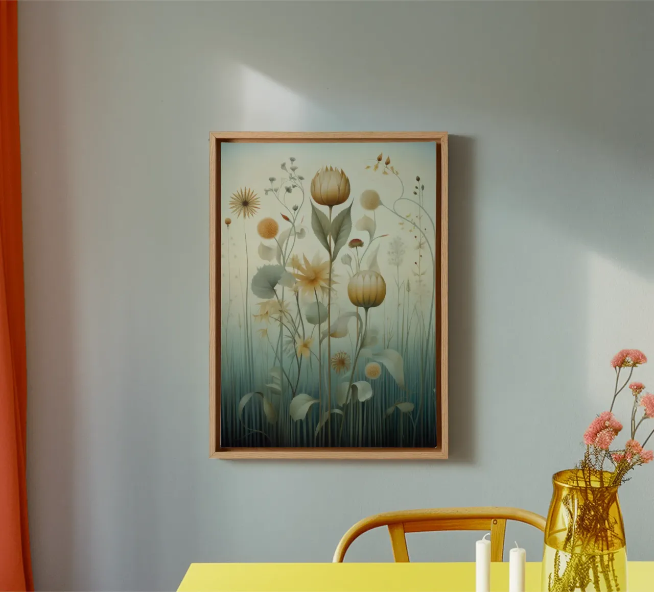 Fiori all'acquerello tela con Cornice a cassetta da PosterPrint