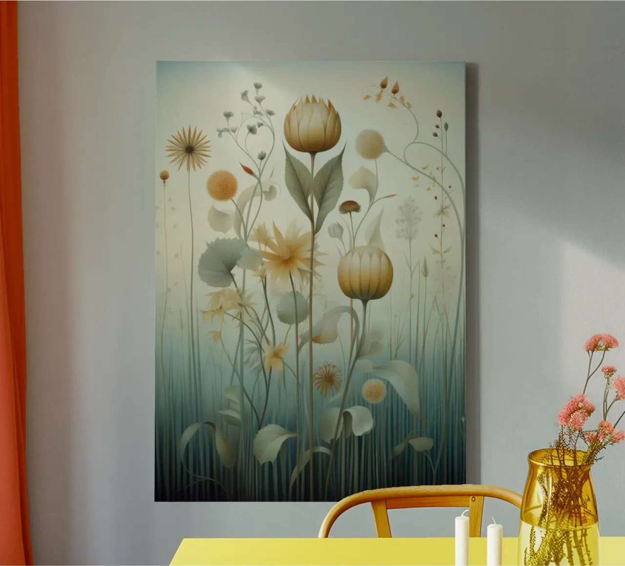 Fiori all'acquerello tela con Cornice a cassetta da PosterPrint