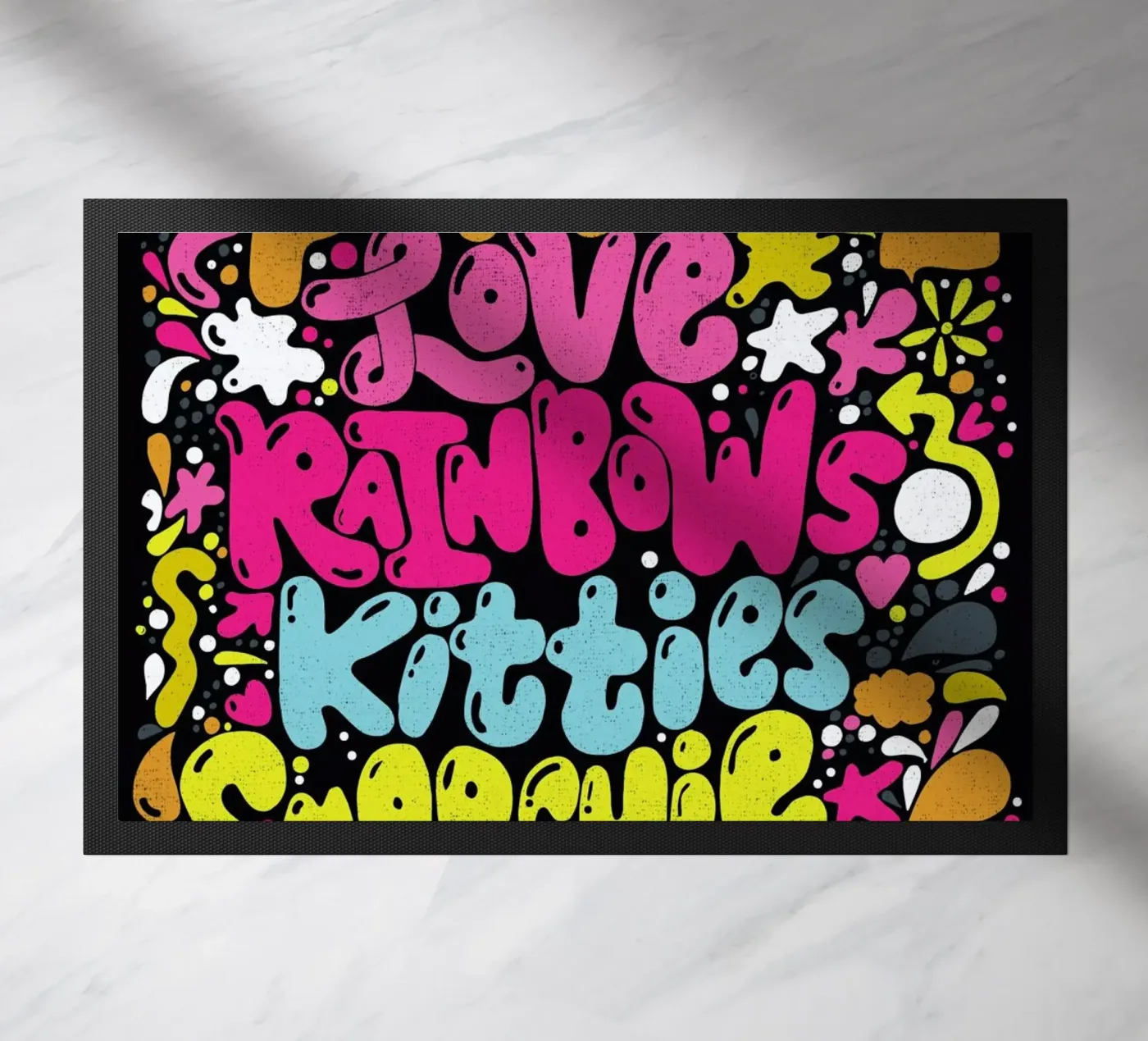Rainbow Smoochie doormat by Matthew Taylor Wilson