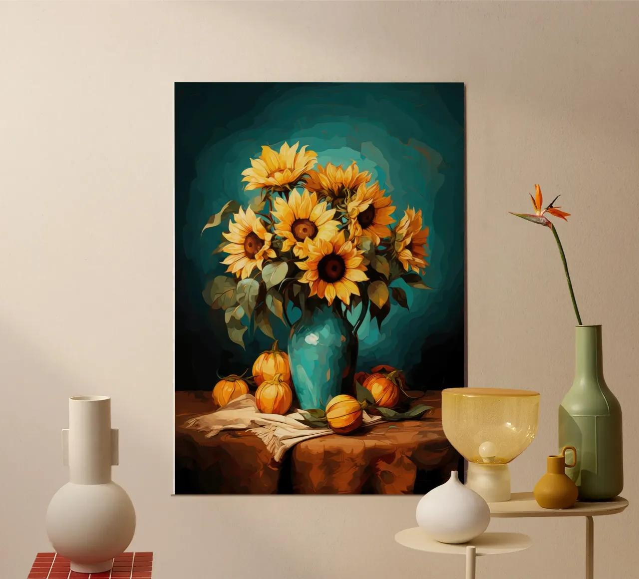 Decorazione con girasoli poster da PosterPrint