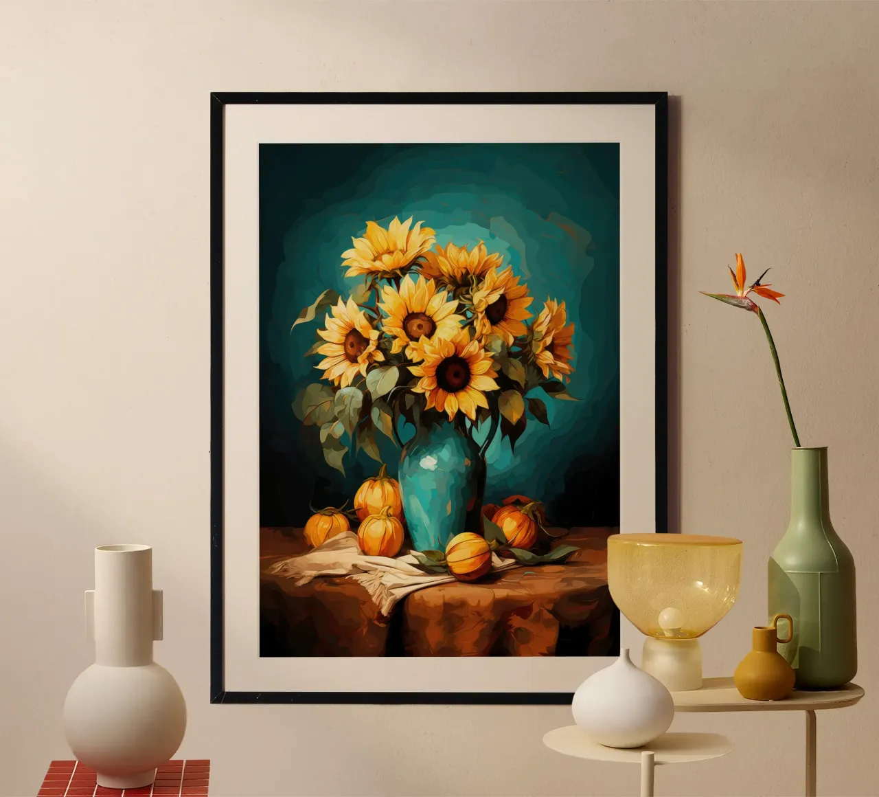 Decorazione con girasoli poster da PosterPrint