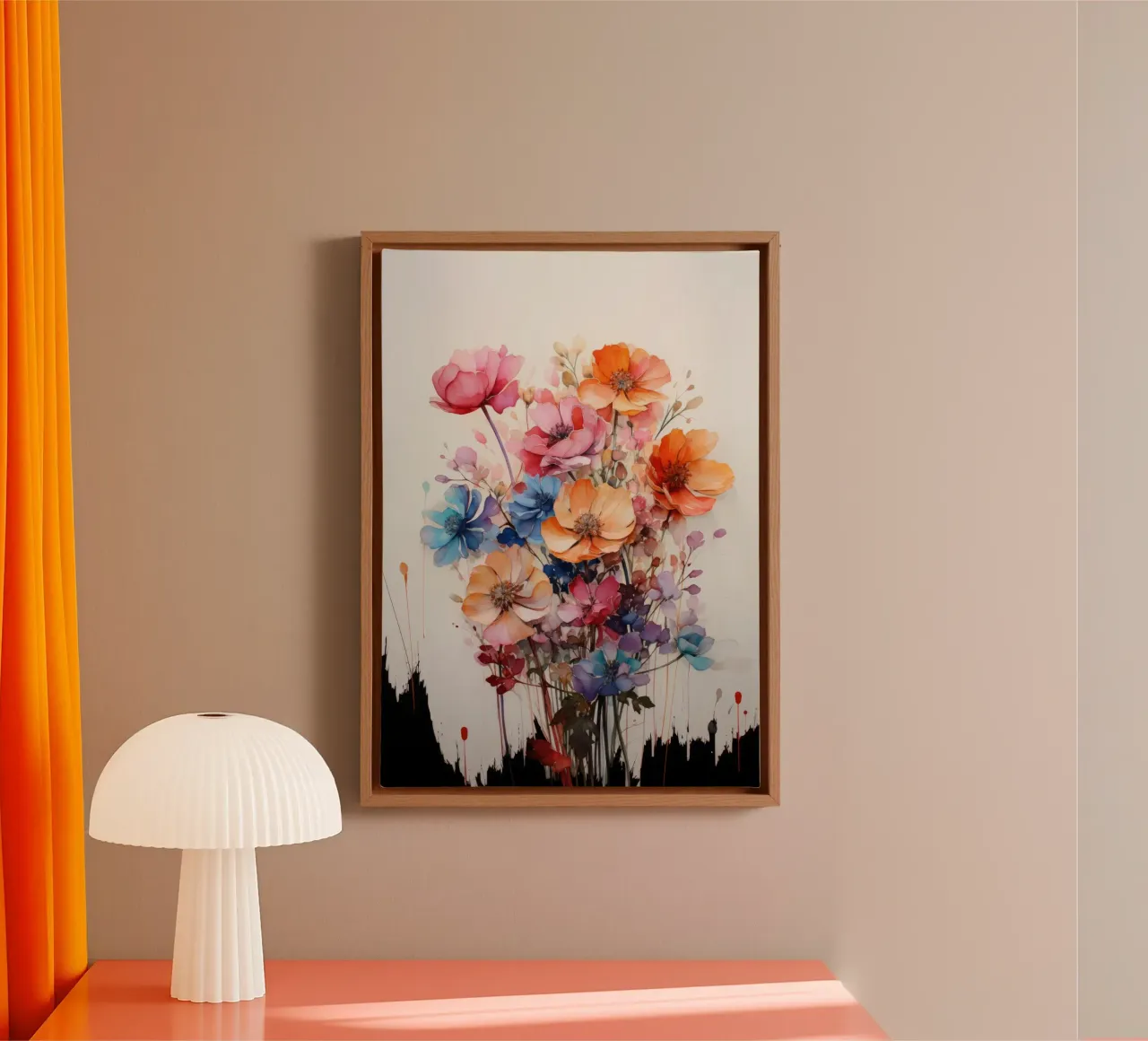 Bouquet di fiori astratto tela con Cornice a cassetta da PosterPrint
