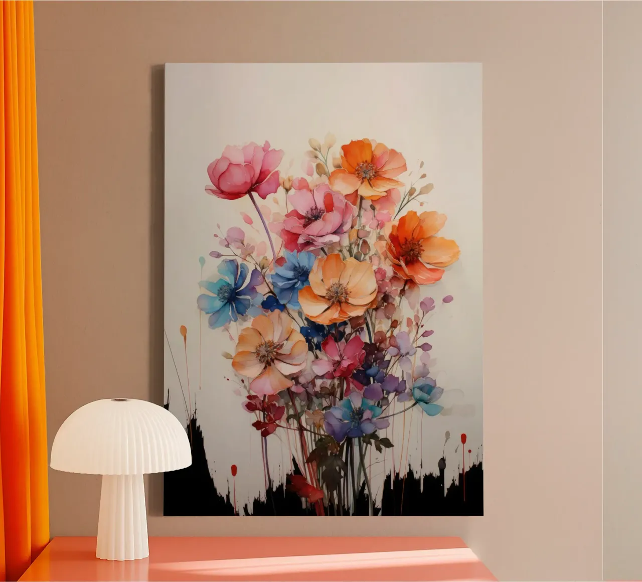 Bouquet di fiori astratto tela con Cornice a cassetta da PosterPrint
