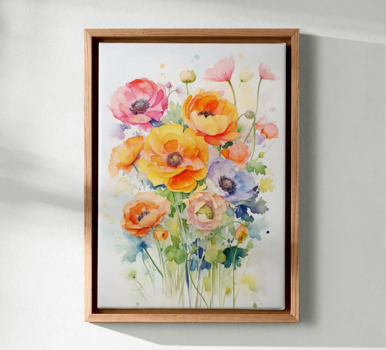 Acquerello - Bouquet di fiori tela con Cornice a cassetta da PosterPrint