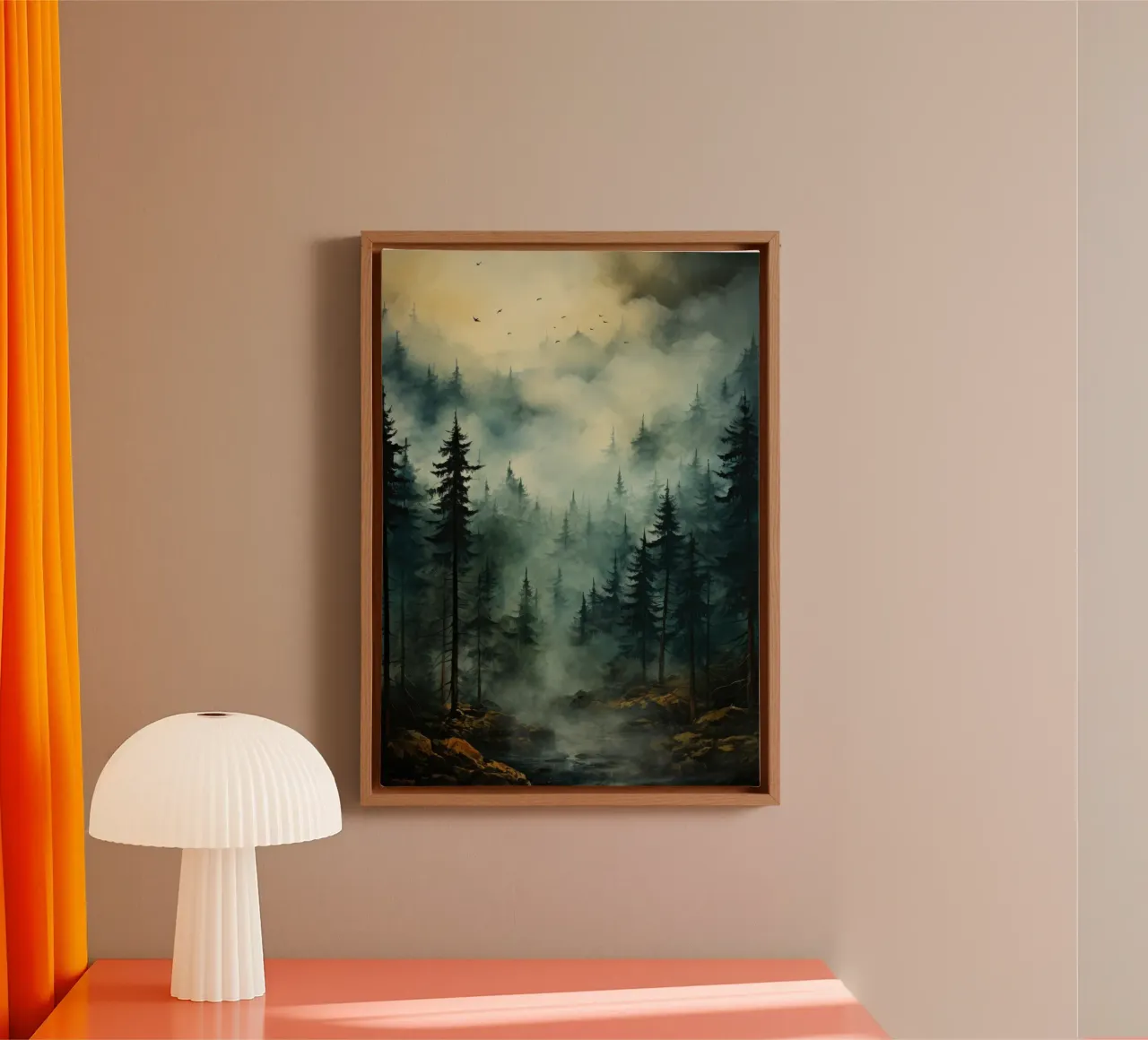 Il bosco di montagna tela con Cornice a cassetta da PosterPrint