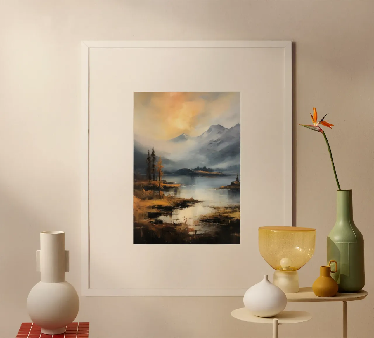 Sera in montagna poster con telaio in alluminio da PosterPrint