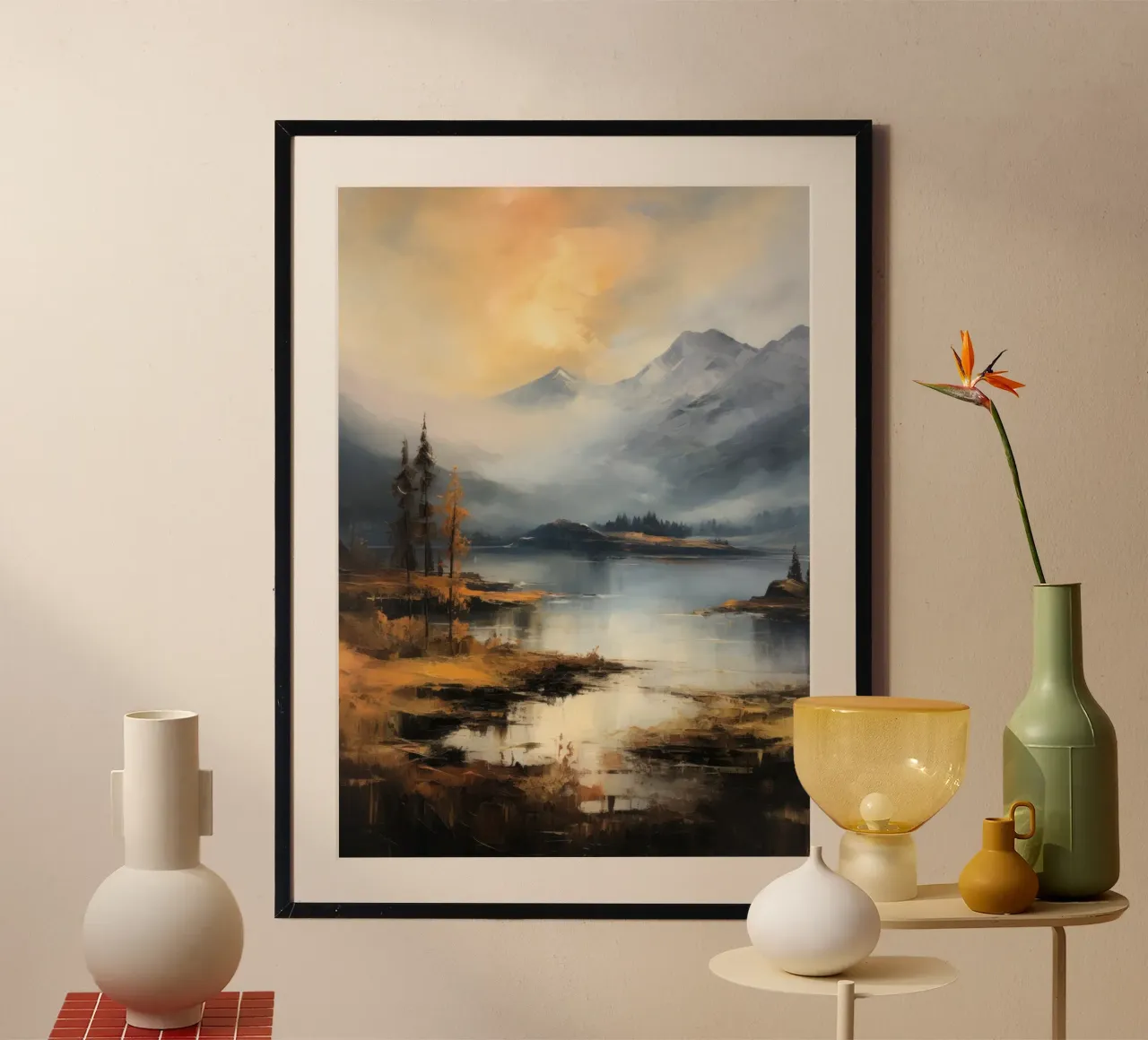 Sera in montagna poster con telaio in alluminio da PosterPrint