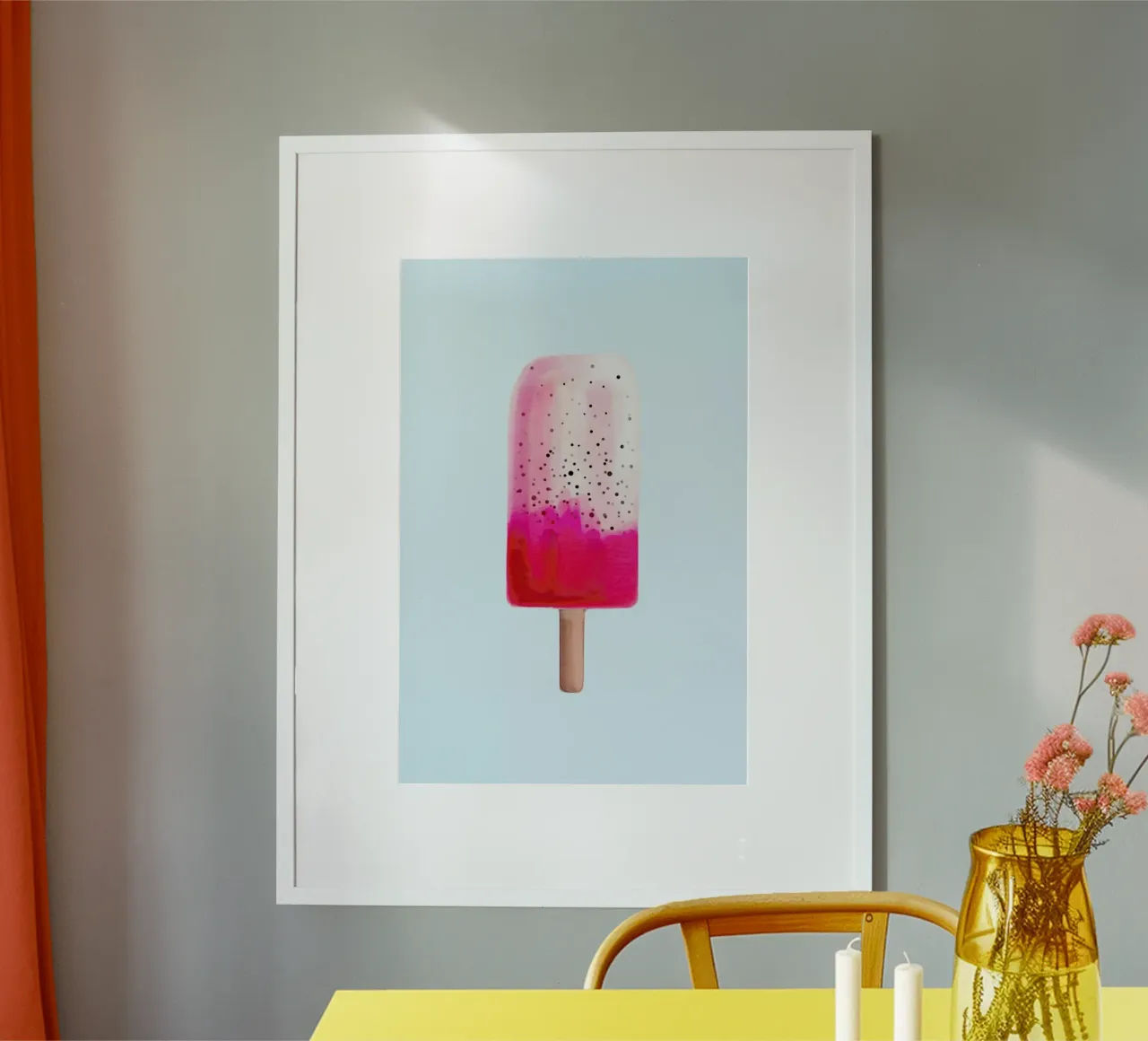 Dragonfruit Popsicle poster con telaio in plastica da cafelab