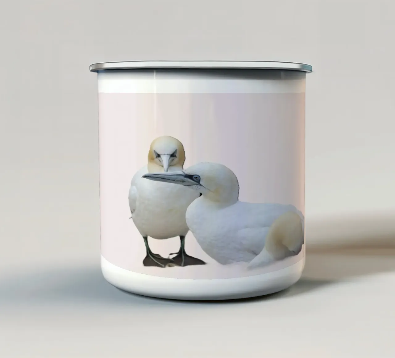 due uccelli bianchi tazza in smalto da Alexandra Joseph Fotomomente