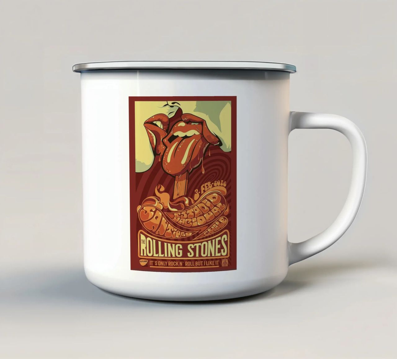 ROLLING STONES FUTURO IT'S ONLY ROCK N ROLL BUT I LIKE IT tazza in smalto da SoundStudio