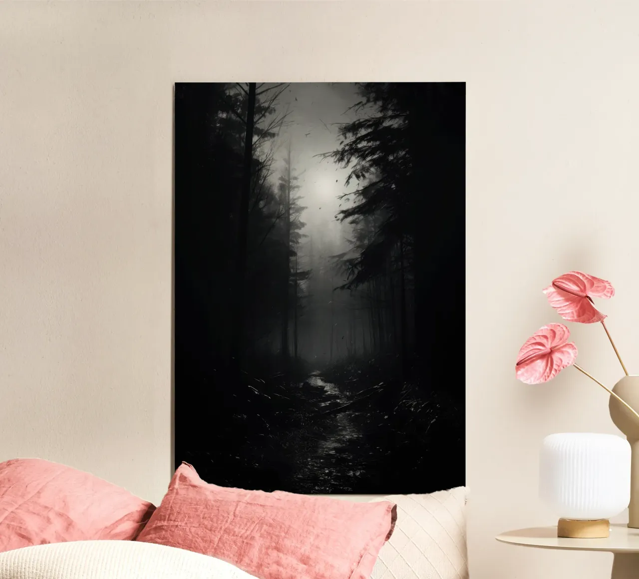 Foresta bianca e nera alluminio dibond da PosterPrint