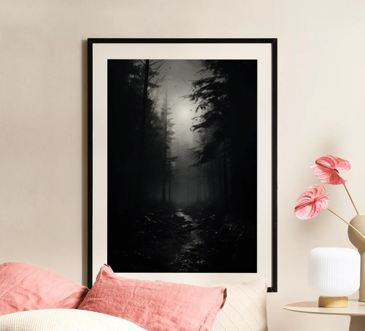 Foresta bianca e nera poster da PosterPrint