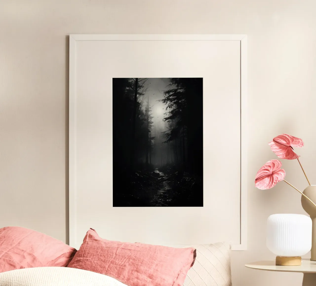 Zwart-wit bos poster van PosterPrint