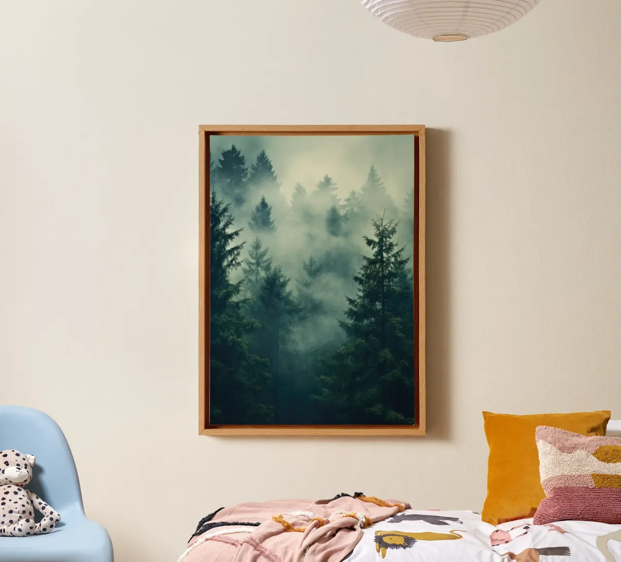 La foresta nella nebbia tela con Cornice a cassetta da PosterPrint