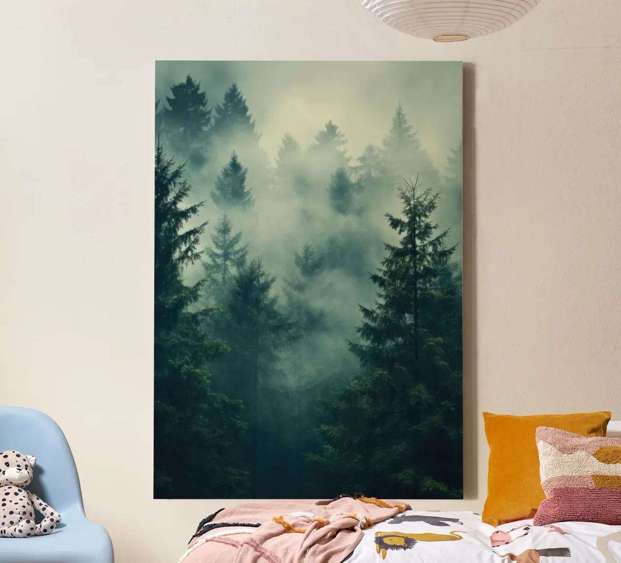 La foresta nella nebbia tela con Cornice a cassetta da PosterPrint