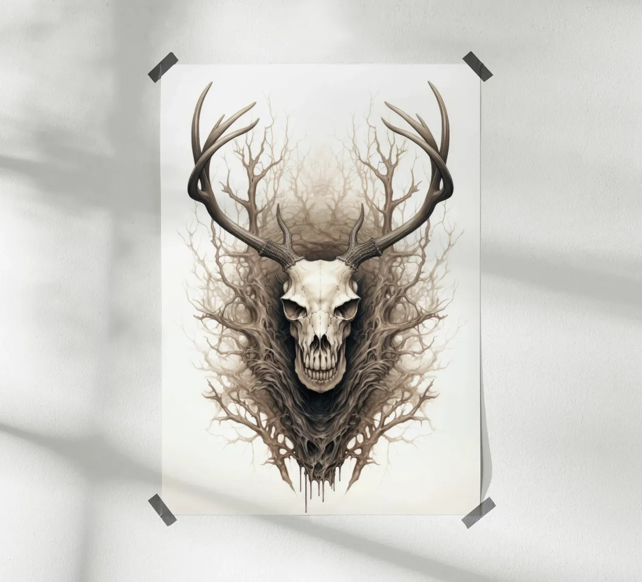 Scheletro di corna di cervo poster con telaio in plastica da PosterPrint