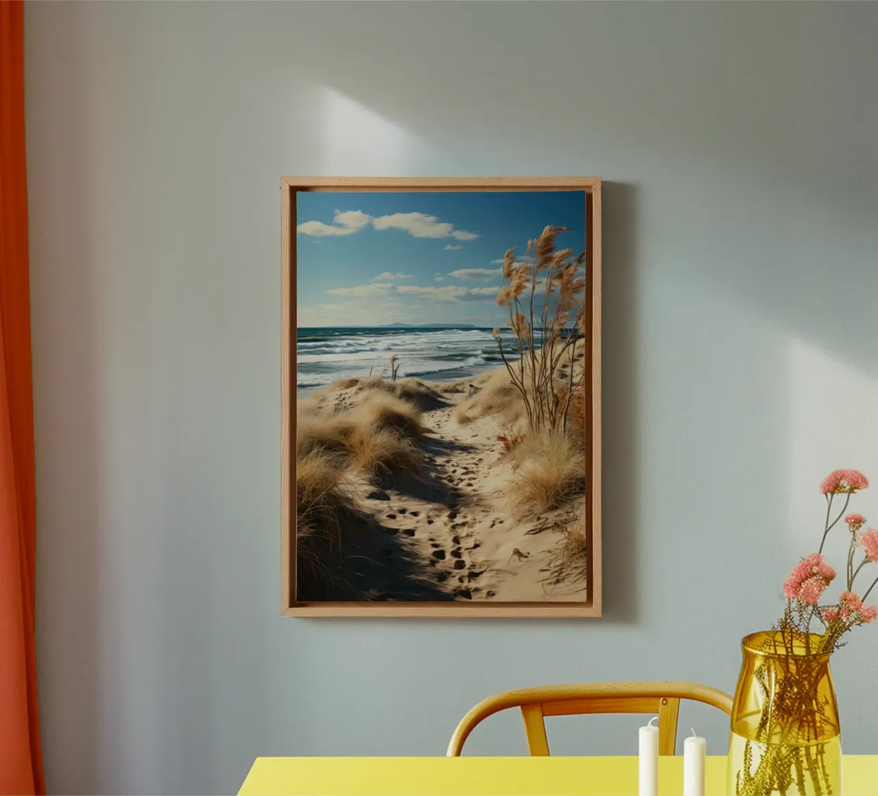 Strandromantiek canvas met Baklijst van PosterPrint